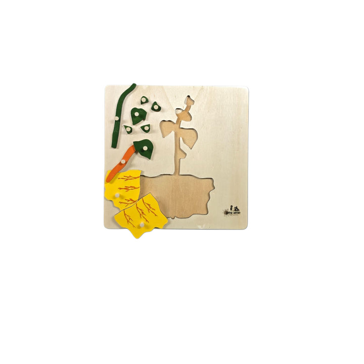 أحجية نباتية للأطفال من LITTLE ARTIST مصنوعة من الخشب مع أشكال نباتية ملونة للعب التعليمي