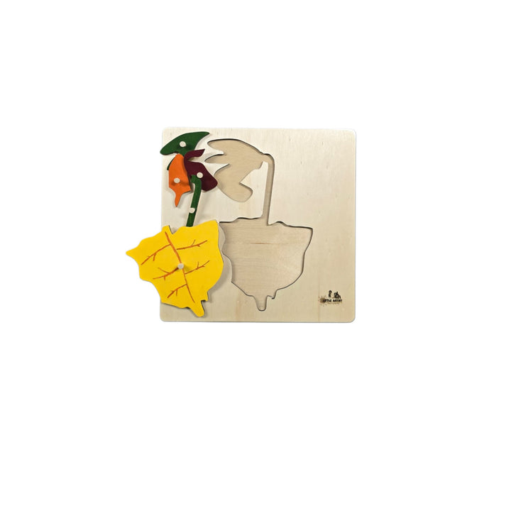 أحجية نباتية للأطفال من LITTLE ARTIST مع قطع نباتية خشبية ملونة للعب التعليمي
