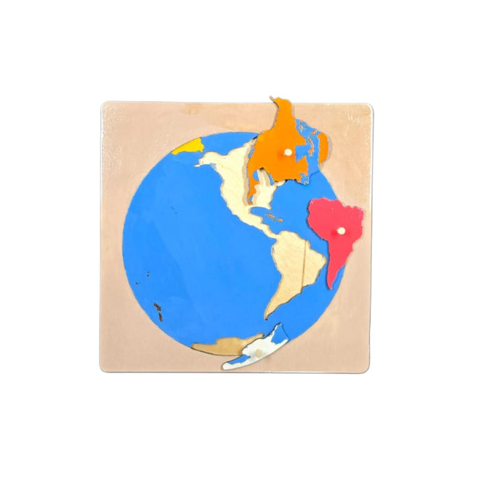 لعبة تعلم القارات للأطفال من LITTLE ARTIST مع ألغاز كرة أرضية خشبية ملونة للعب التعليمي