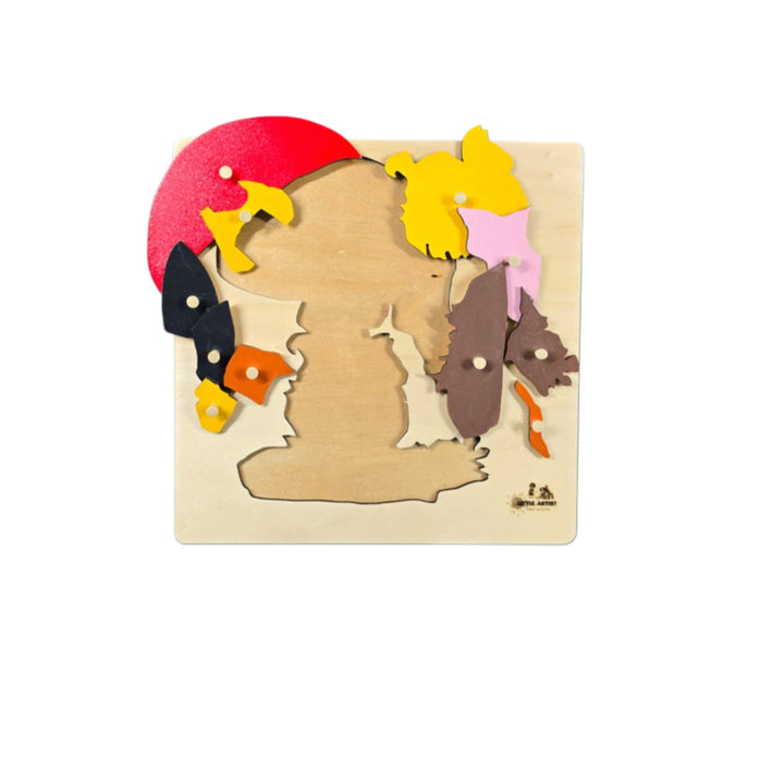 أحجية خشبية ملونة للعب الخيالي للأطفال مع أشكال متنوعة للأنشطة الإبداعية