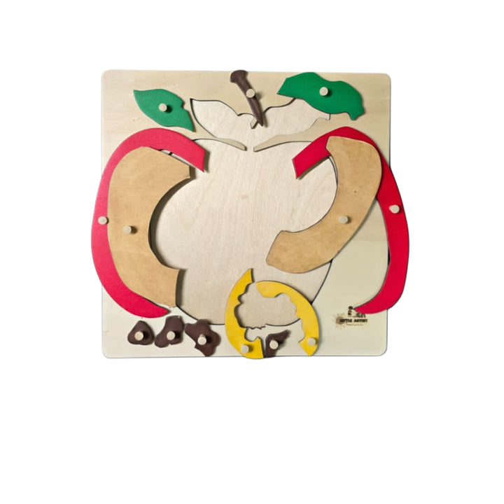 لعبة أحجية تفاحة تعليمية من LITTLE ARTIST مع قطع خشبية ملونة لتعلم ممتع