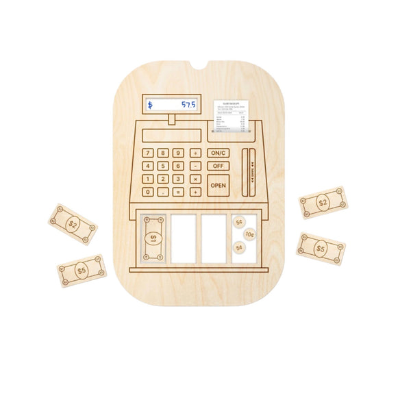 مسجل نقدي تعليمي من LITTLE ARTIST للأطفال مصنوع من الخشب مع نقود وهمية مرفقة
