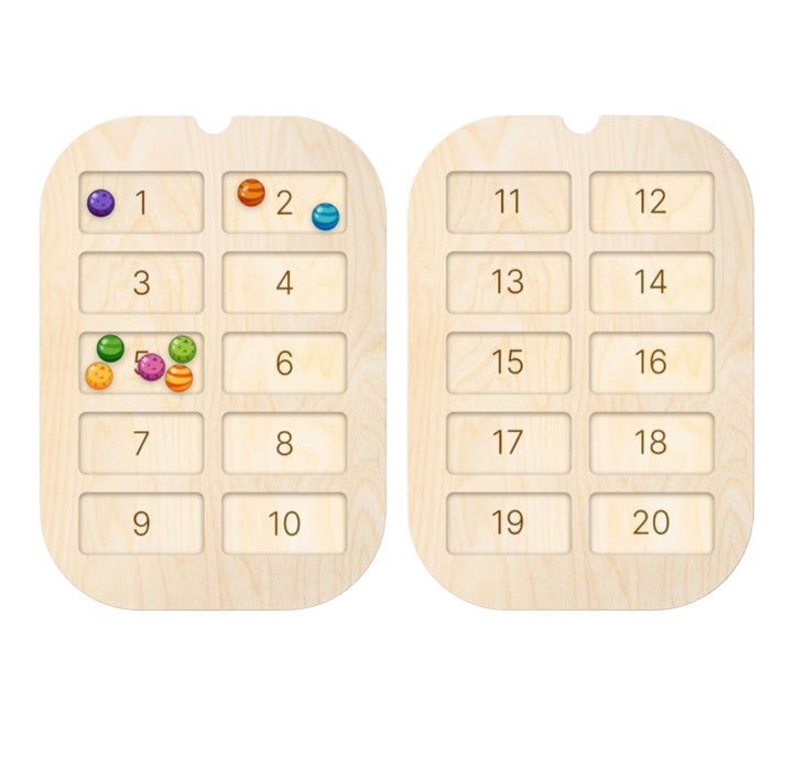 لوحة العد التعليمية للأطفال مصنوعة من الخشب، تحتوي على الأرقام من 1 إلى 20 وخرز عد ملون.