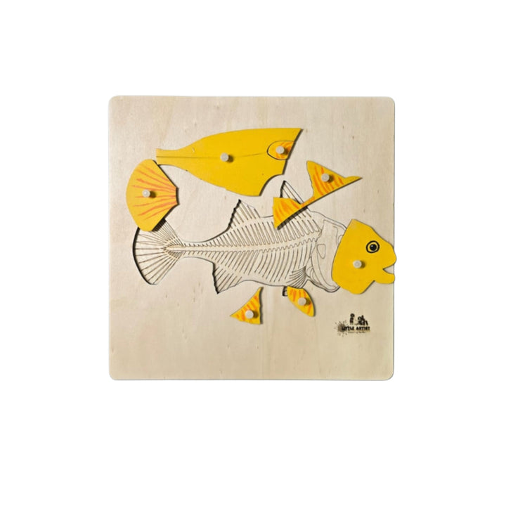 أحجية سمكة تعليمية ملونة من Little Artist للأطفال، مع قطع مترابطة وتصميم مرح