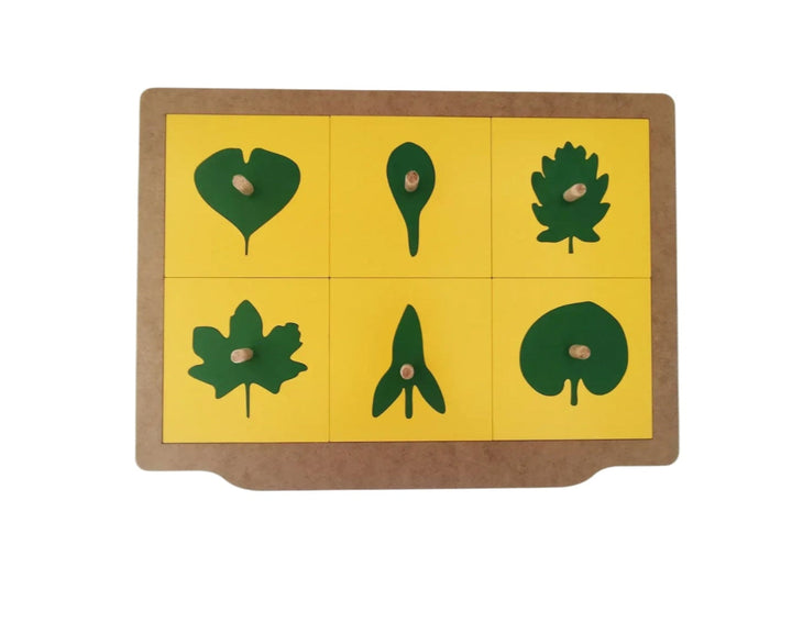 لعبة الألغاز لمطابقة الأوراق من LITTLE ARTIST مع قاعدة صفراء وأشكال أوراق خضراء للعب التعليمي.
