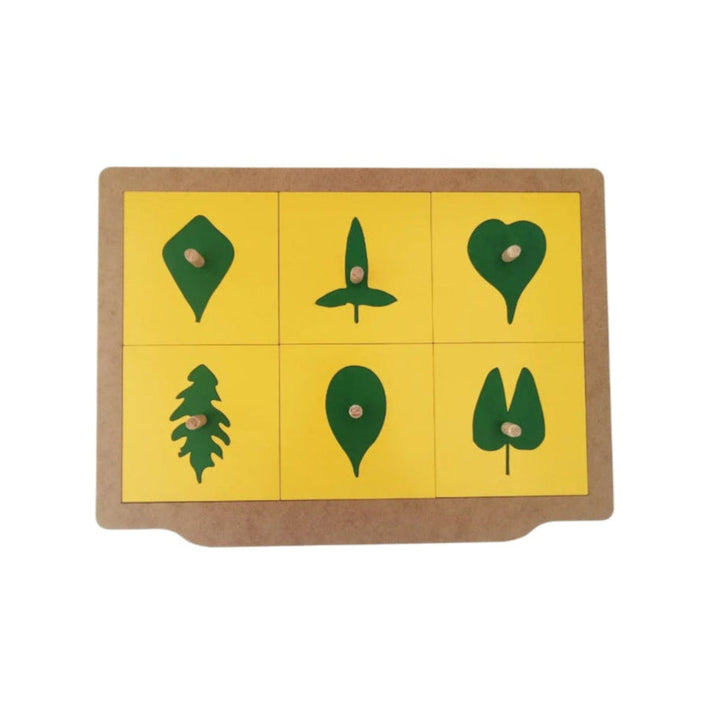 لعبة الألغاز الخشبية لشكل الورقة من Little Artist مع قاعدة صفراء زاهية للعب التعليمي والتعلم.
