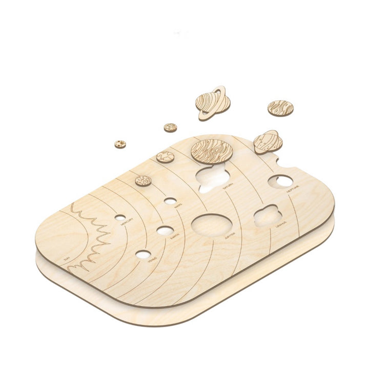 Wooden solar system puzzle for kids promoting learning with educational Montessori toys