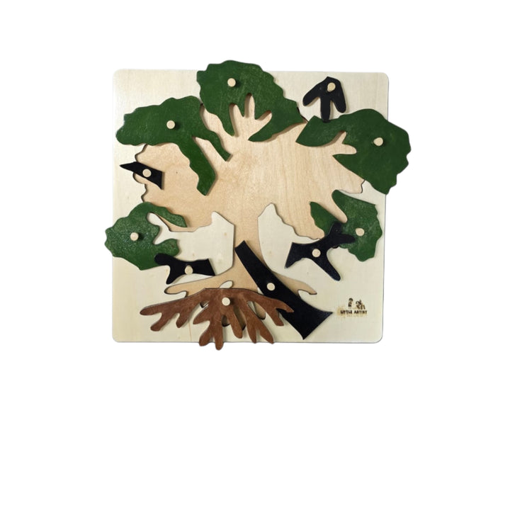 لعبة أحجية شجرة تعليمية من LITTLE ARTIST مصنوعة من الخشب مع قطع شجرة ملونة للتعلم التفاعلي