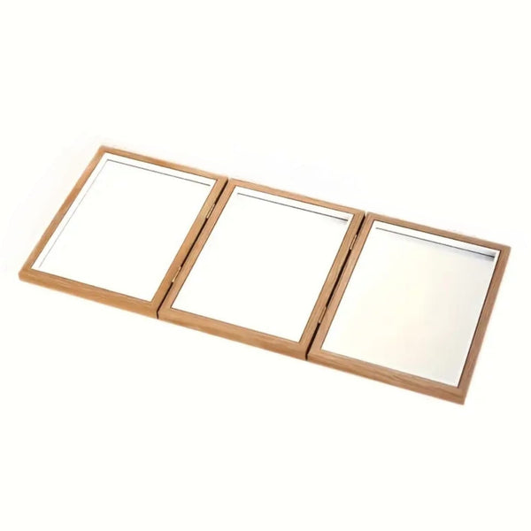 مرآة خشبية ثلاثية قابلة للطي