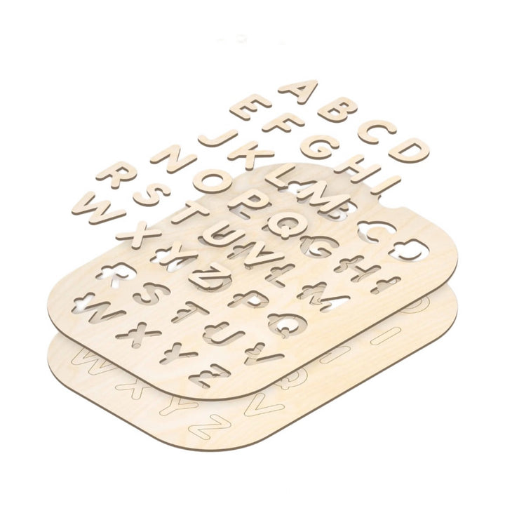 LITTLE ARTIST لعبة تعلم الأبجدية الحسية with wooden letter cutouts for sensory learning