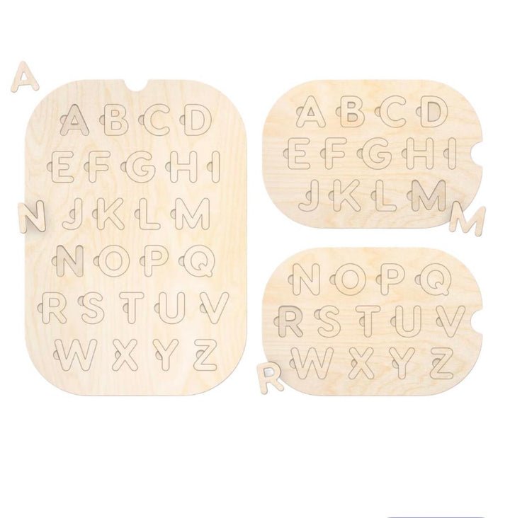 LITTLE ARTIST لعبة تعلم الأبجدية الحسية with wooden letter cutouts for sensory learning activities