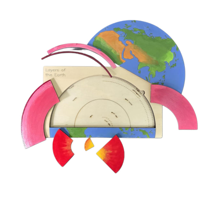 لعبة طبقات الأرض التفاعلية من LITTLE ARTIST تعرض قطعًا ملونة تمثل طبقات الأرض.