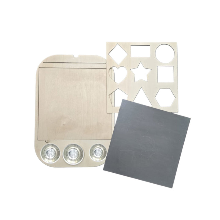 مجموعة حرف يدوية من LITTLE ARTIST مع قطع خشبية على شكل أشكال قماشية بيضاء لمشاريع إبداعية