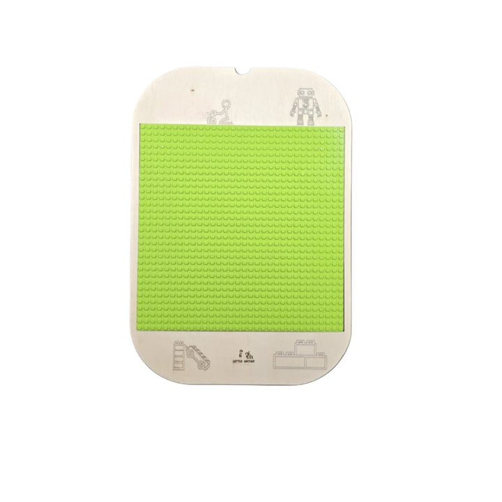 لوحة خشبية متوافقة مع ليغو من LITTLE ARTIST باللون الأخضر الزاهي لأنشطة البناء الإبداعية.
