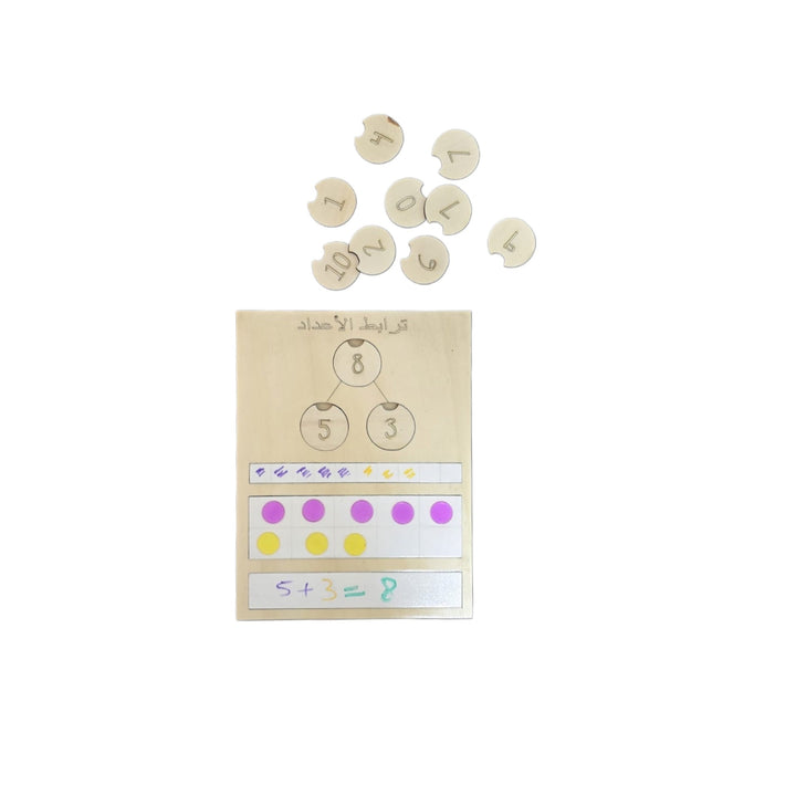 لعبة تطوير مهارات الرياضيات من LITTLE ARTIST تحتوي على لوح خشبي وقطع نشاط للعد وتعلم الرياضيات.