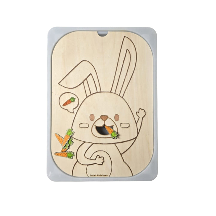 لعبة الأرنب بطريقة مونتيسوري مصنوعة من الخشب، تتميز بتصميم أرنب لطيف مع جزرات للعب التعليمي.