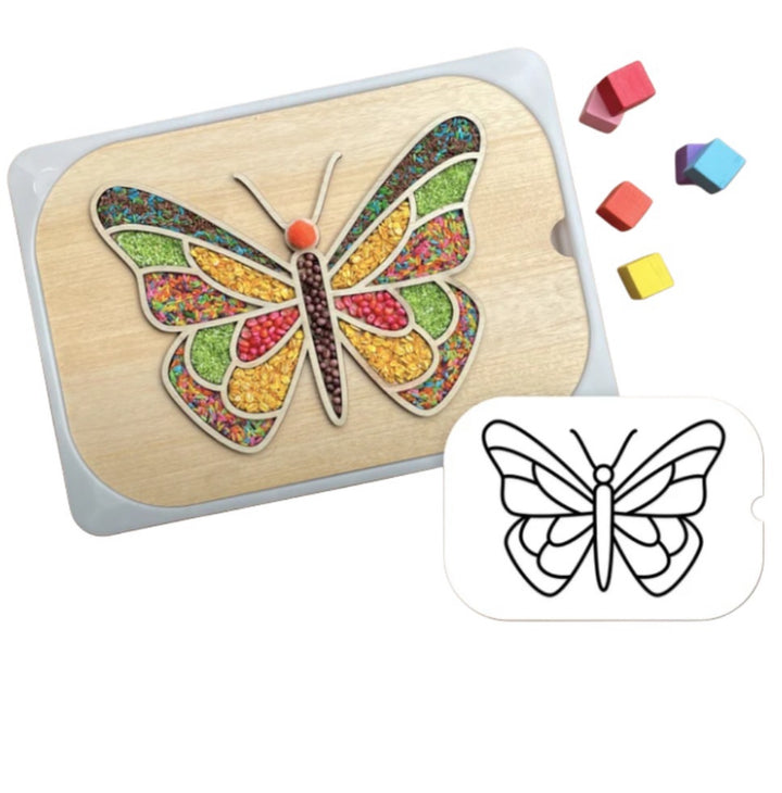 لعبة أحجية فراشة مونتيسوري خشبية من LITTLE ARTIST مع أشكال خشبية ملونة للعب الإبداعي