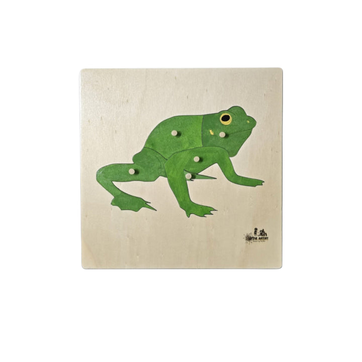 أحجية ضفدع خشبية من Little Artist للأطفال الصغار، بقطع ملونة وأشكال سهلة الإمساك